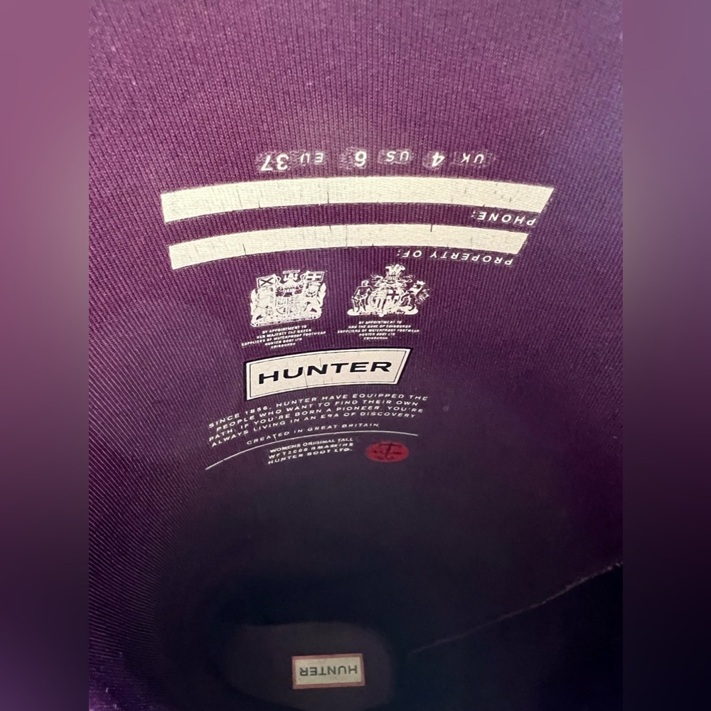 Hunter original tall rain boots women’s size 6 matte purple (box included) - Picture 5 of 5